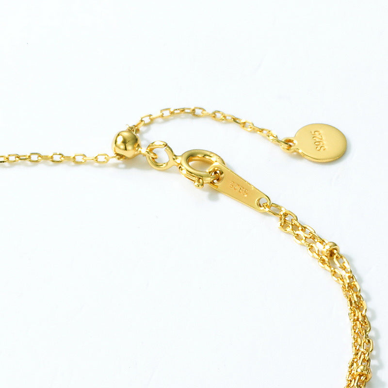 Simple Double-layer 925 Silver Plating 10K Yellow Bracelet For Women