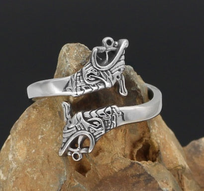 Anillo ajustable Jörmungandr de acero inoxidable artesanal Asgard