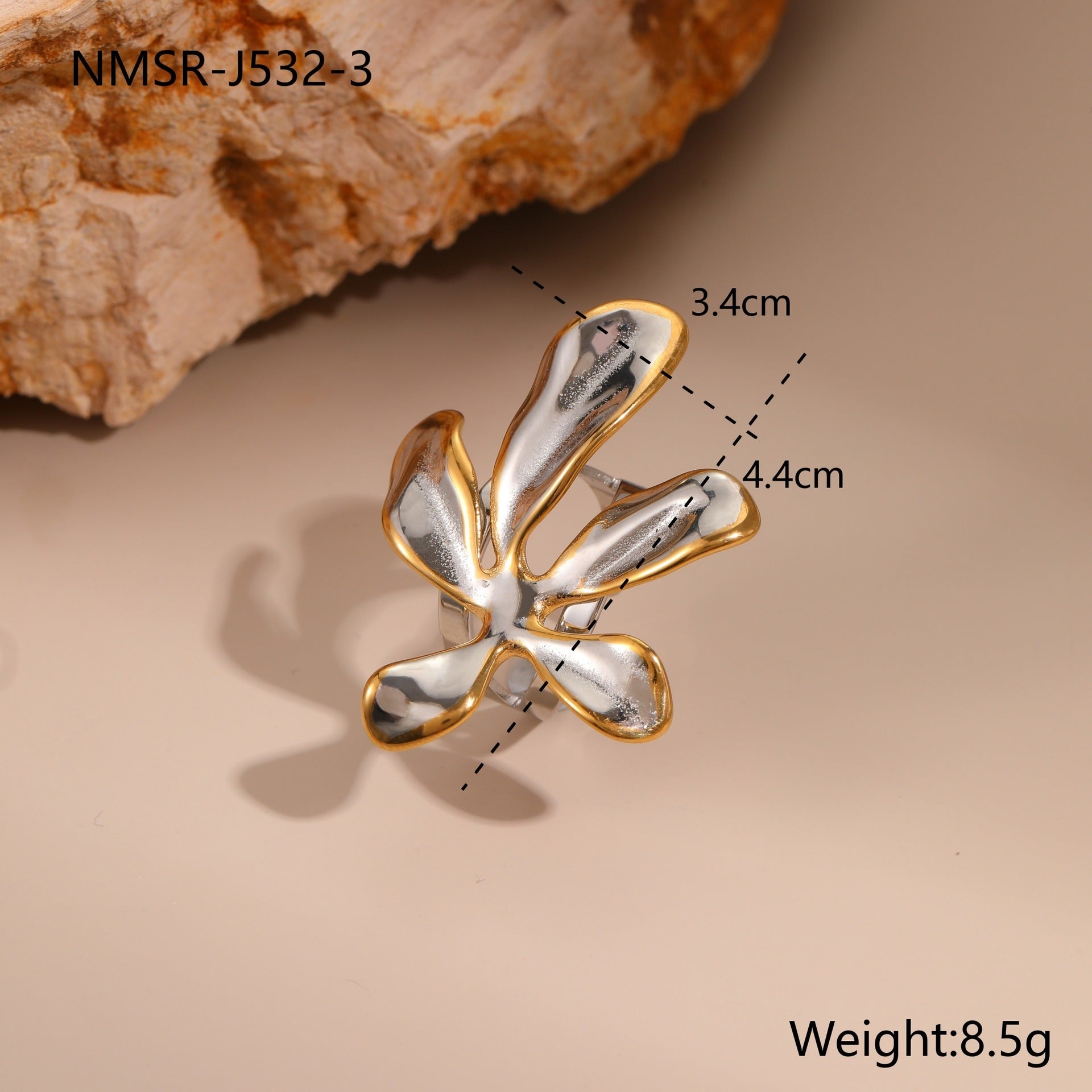 Europäische und amerikanische Würdevolle Blumen Halskette Titanstahl Ohrringe Offener Ring