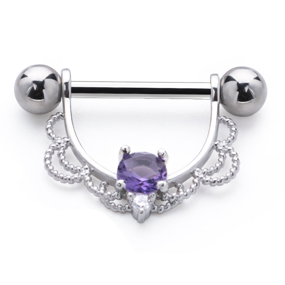 Anillo Colgante de Pecho con Diamantes de Aleación en Forma de U de Acero Inoxidable