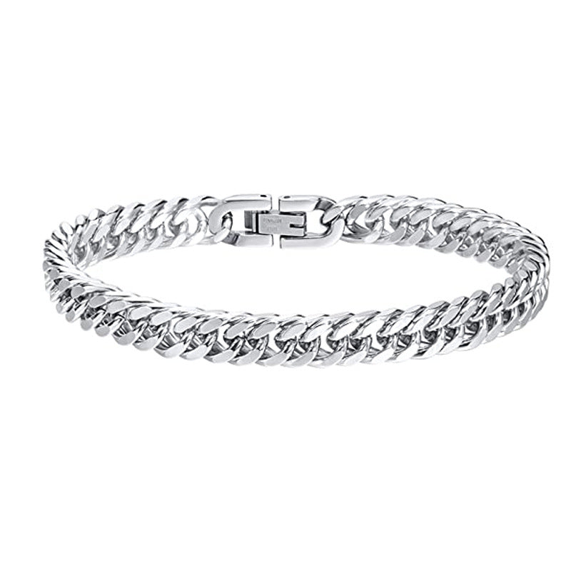 Stainless Steel Four-side Grinding Punk Hip Hop Domineering Personalized Men's Bracelet