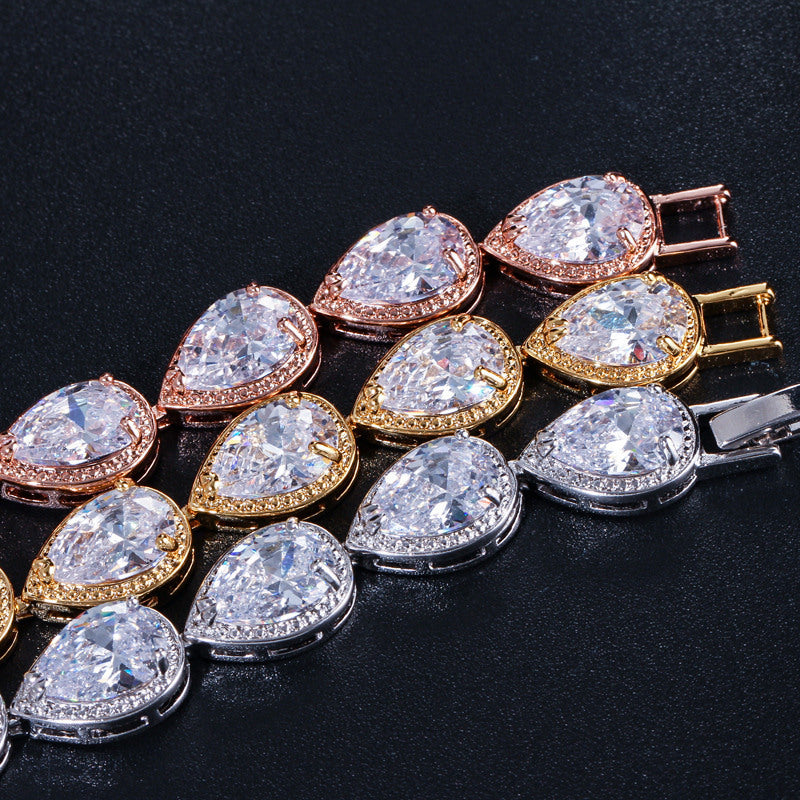 Pulsera de circonita en forma de gota de moda para mujer
