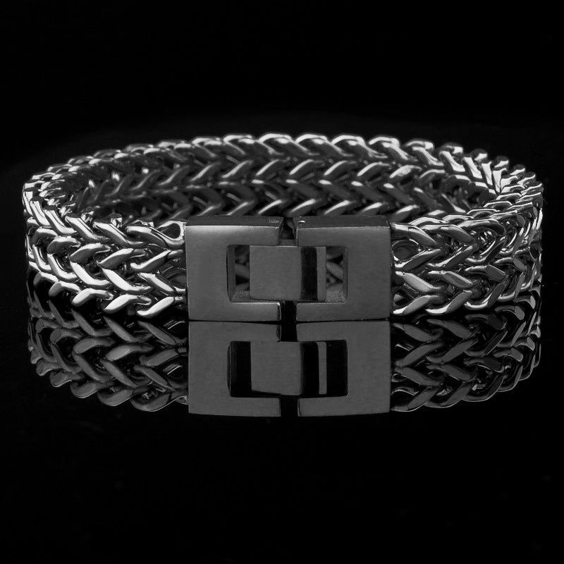 Edelstahlarmband Retro Doppelte Titan-Stahl-Kubakette