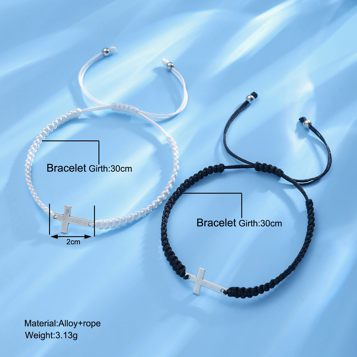 Men's And Women's Cross Couple Rope Bracelet