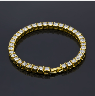 Zinnlegierung Goldfarbenes Iced Armband Herren Hip Hop Kette Street Rock Schmuck