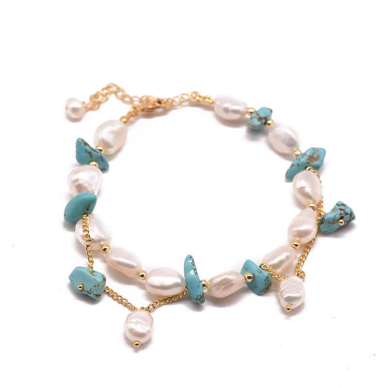 Pulsera de Perlas para Mujer, Diseño Original, Turquesa