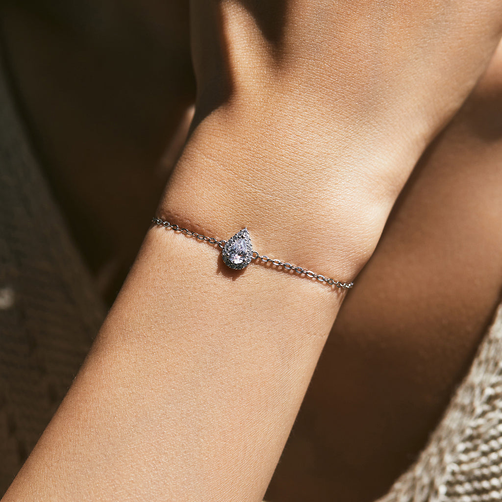 MODIAN MODIAN S925 Sterling Silver Temperamental Elegant Zircon Drop-shaped Diamond Bracelet