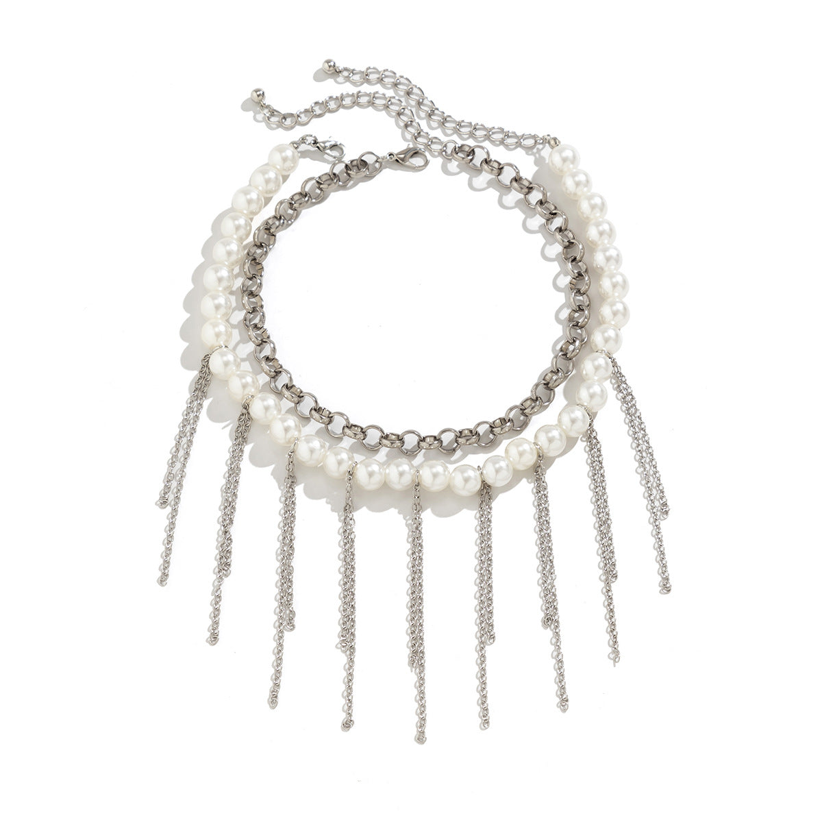 Perlenquaste Lustiges Design Doppellagige Retro-Halskette Damen Accessoires