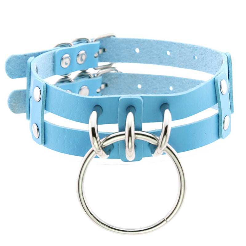 Harajuku Punk Gothic Leather Necklace O Ring Choker