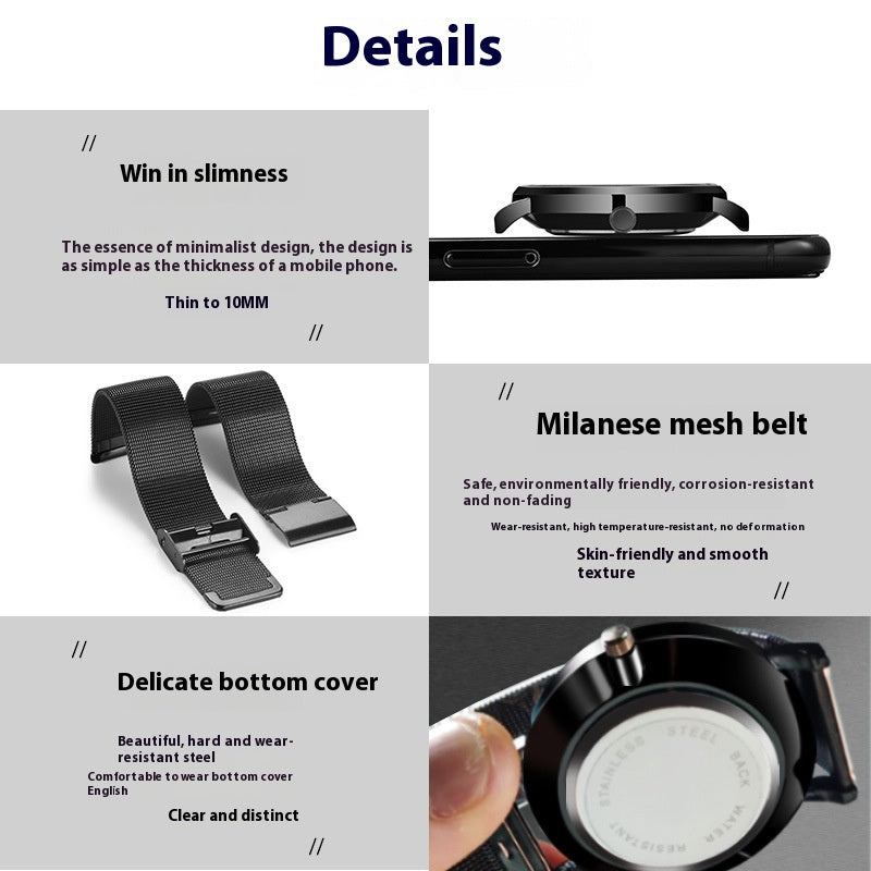 Armbanduhr Stylisch Schwarz Technologie Gürtel Raffinierter Stahl Koreanischer Lässiger Kalender
