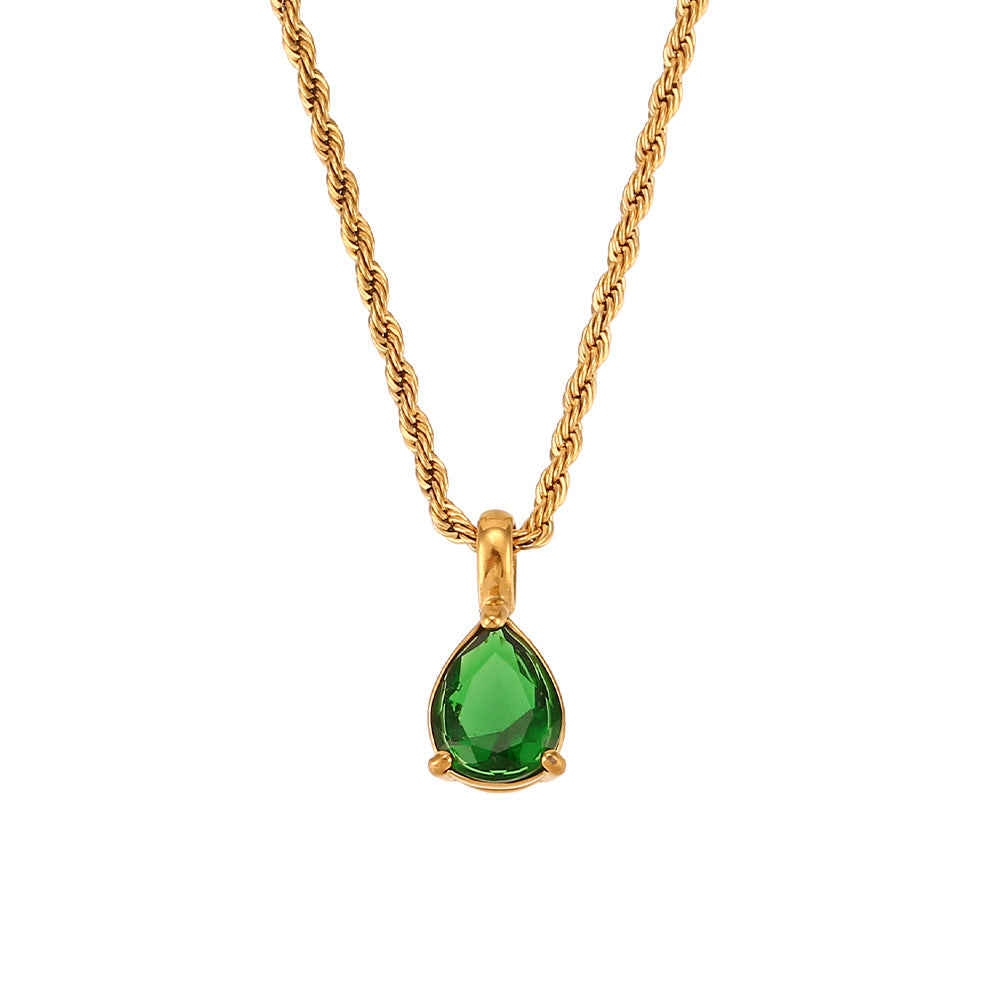 Ins Fashion Retro Stainless Steel Niche Drop Diamond Necklace