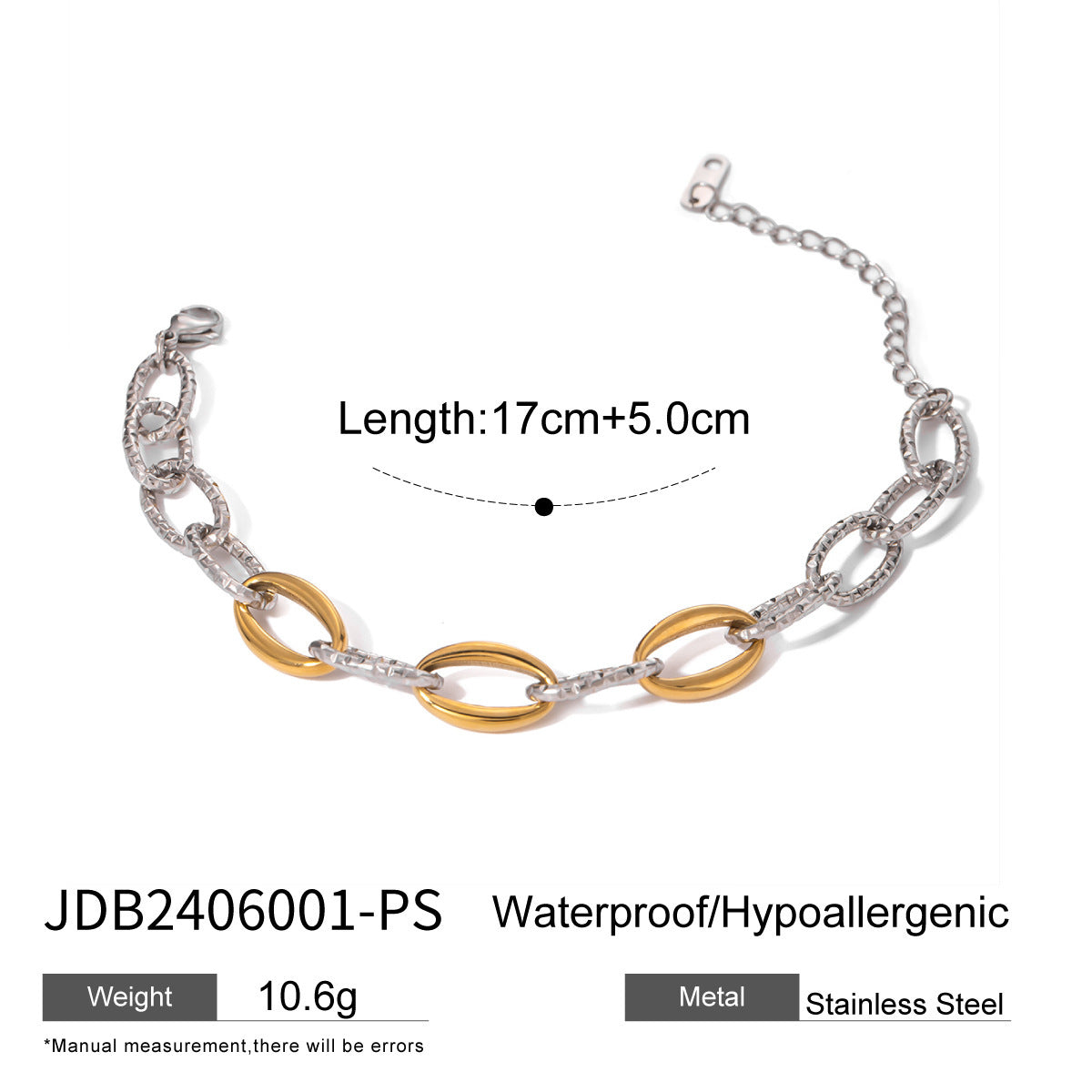 European And American Stainless Steel Beaded Bracelet High Sense Color Matching Letters