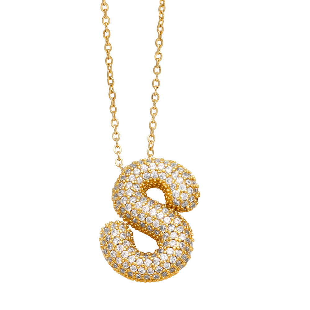 Collar con 26 letras inglesas para mujer con circonitas incrustadas