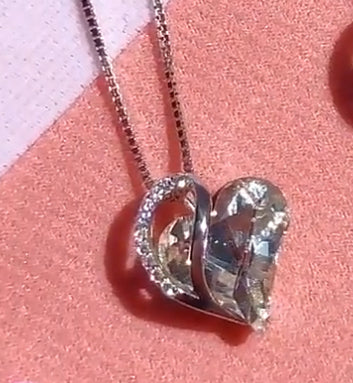Sterling Silver Geometric Heart Shape Colorful Crystal Pendant Necklace For Women
