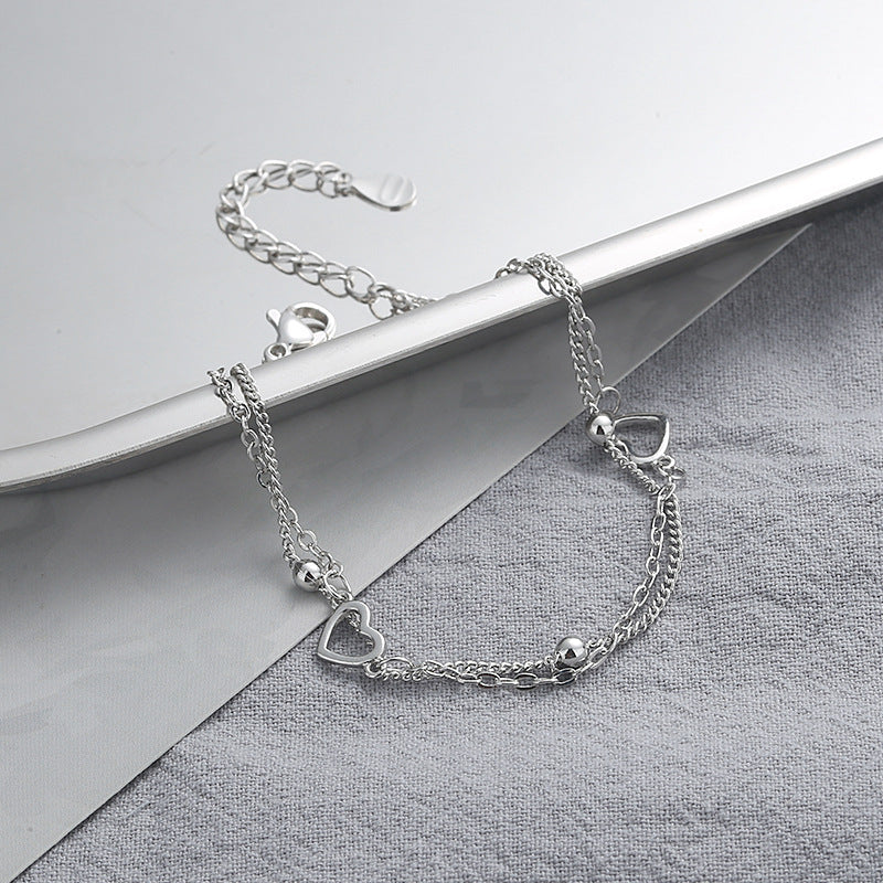 Double-layer Hollow-out Heart Bracelet Women's Fashion Temperament
