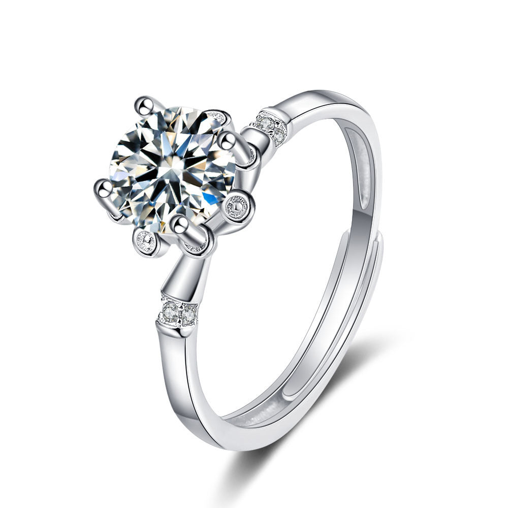 S925 Sterling Silber Moissanit 1 Karat Ring für Damen