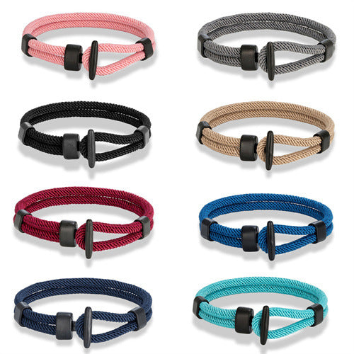 Pulsera informal de ancla negra para hombre