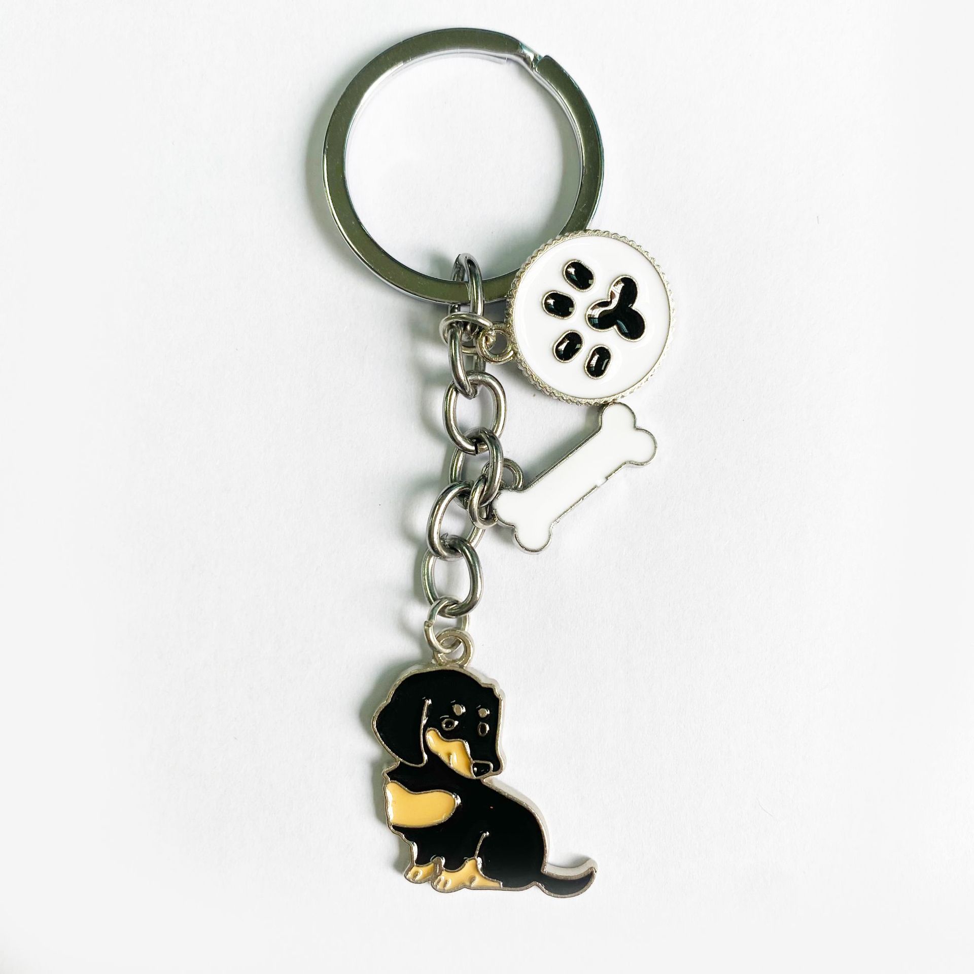 Llaveros de metal con forma de perro, estilo americano