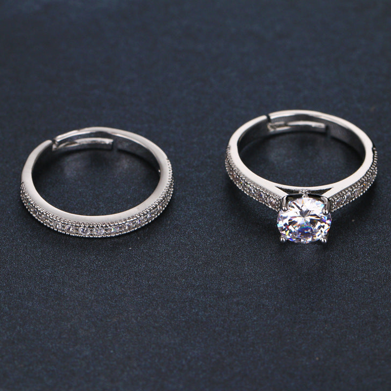 Anillo de plata con zirconias combinables para parejas