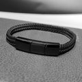 Pulsera magnética desmontable de tres secciones de acero inoxidable estilo cubano sencillo