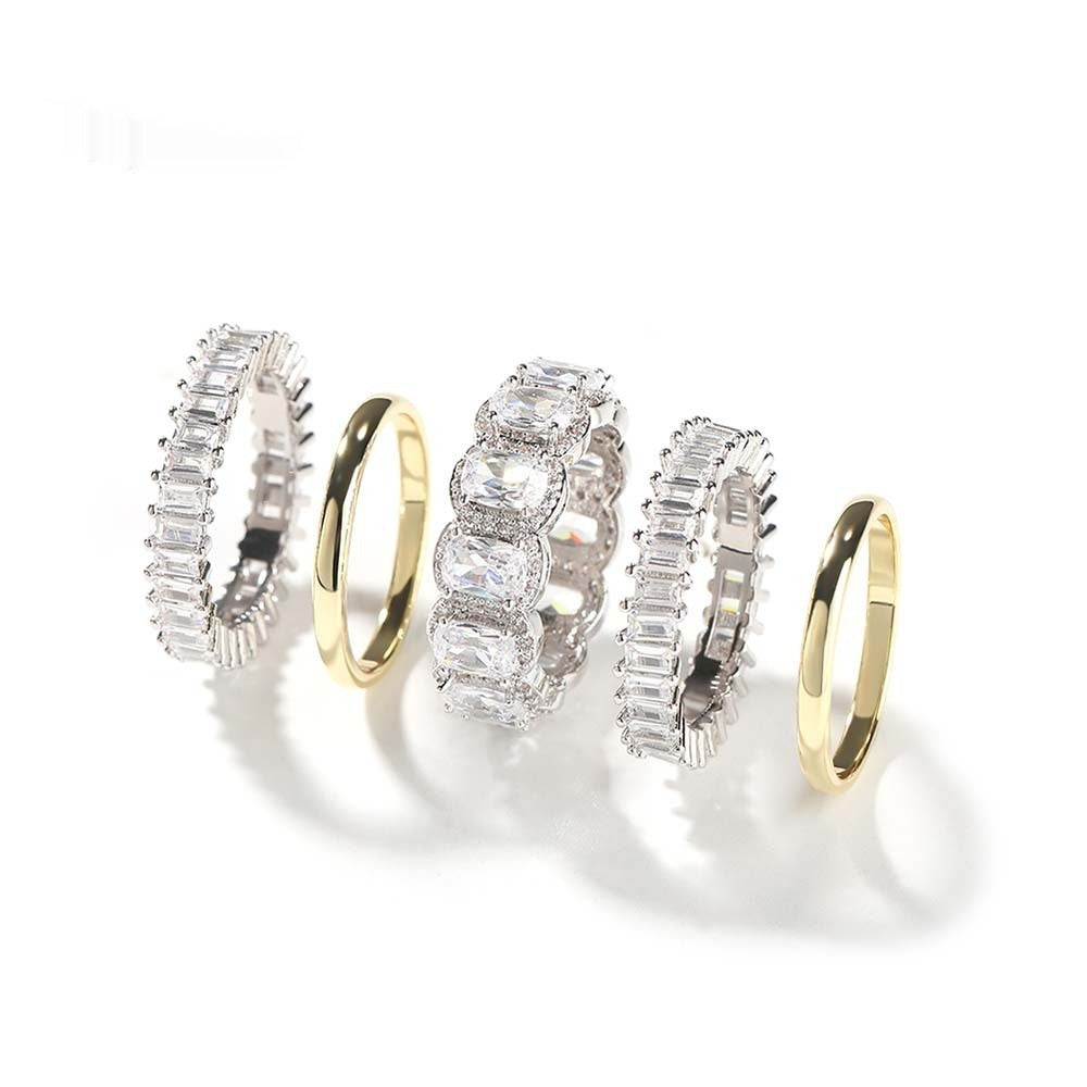 Herrenring-Set Diamantbesetzt 5-teiliges Ring-Set