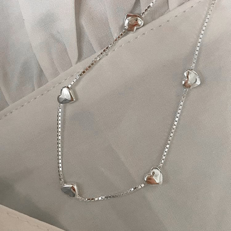S925 Pulsera de plata esterlina con corazón amoroso para mujer, estilo Mori, dulce temperamento