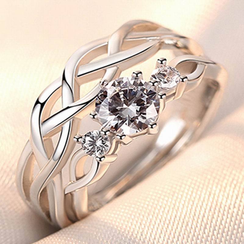 Anillos de apertura Simulación de boda Anillo de diamante