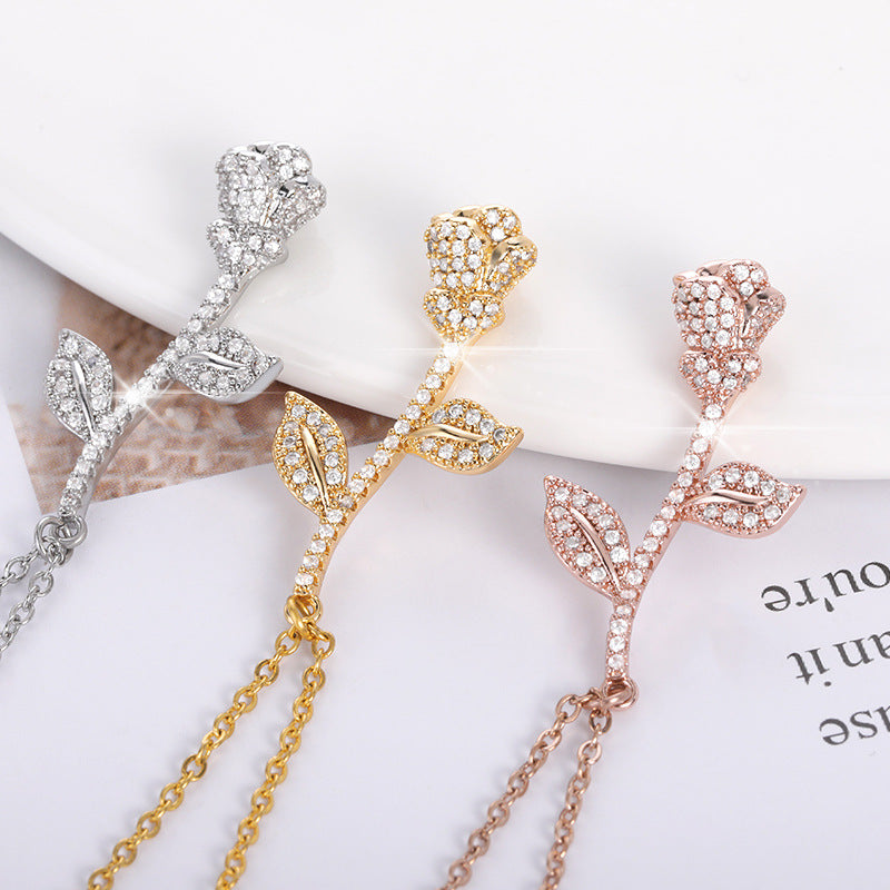 Schmuck Retro Exquisit Persönlichkeit Romantische Rose Zirkon