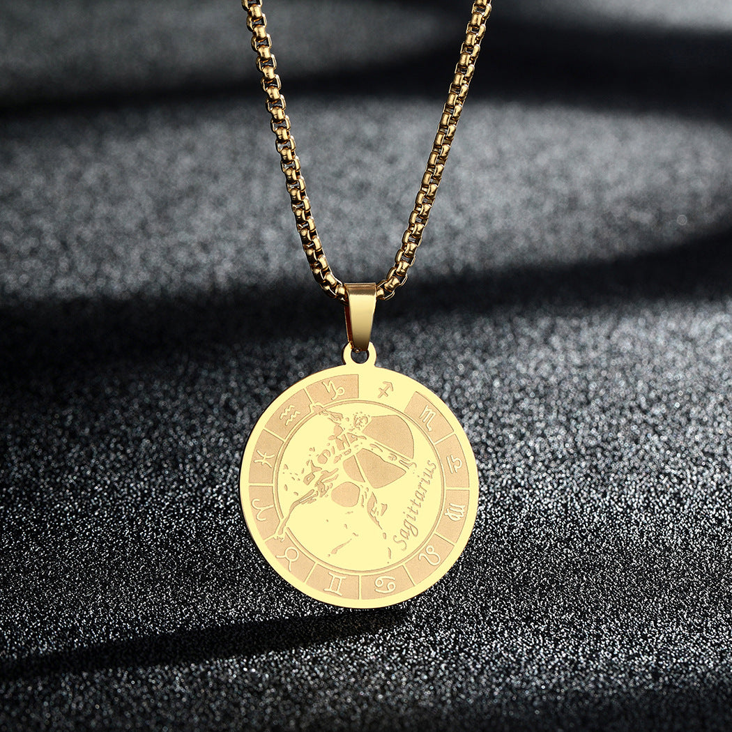 Edelstahl Konstellations-Anhänger-Halskette Goldmedaillen-Halskette