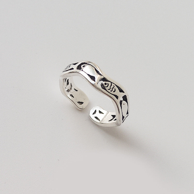 Silberfarbener Fisch Für Frauen Liebhaber Finger Valentinstag Geschenke Kreativer Verstellbarer Öffnungsring Schmuck