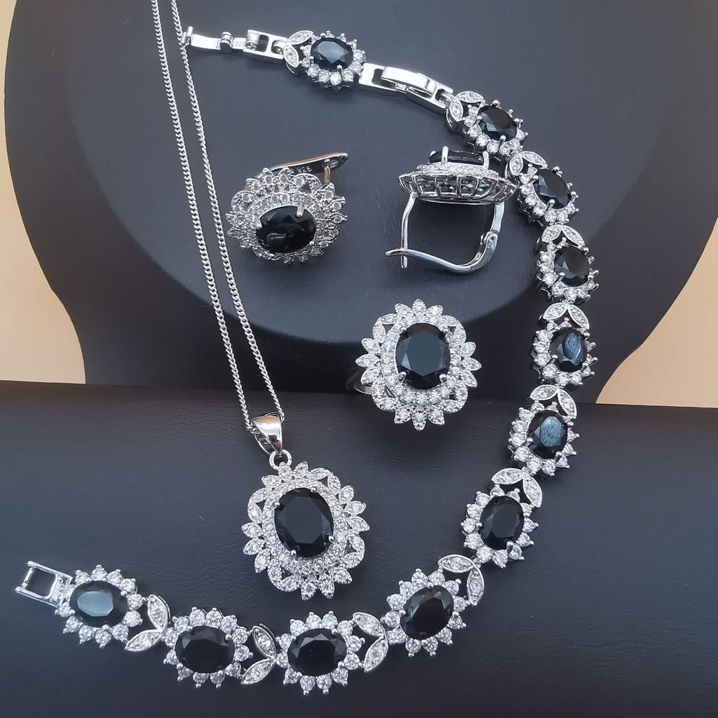 Vierteiliges Schmuckset Luxuriöses Temperament Granatrot