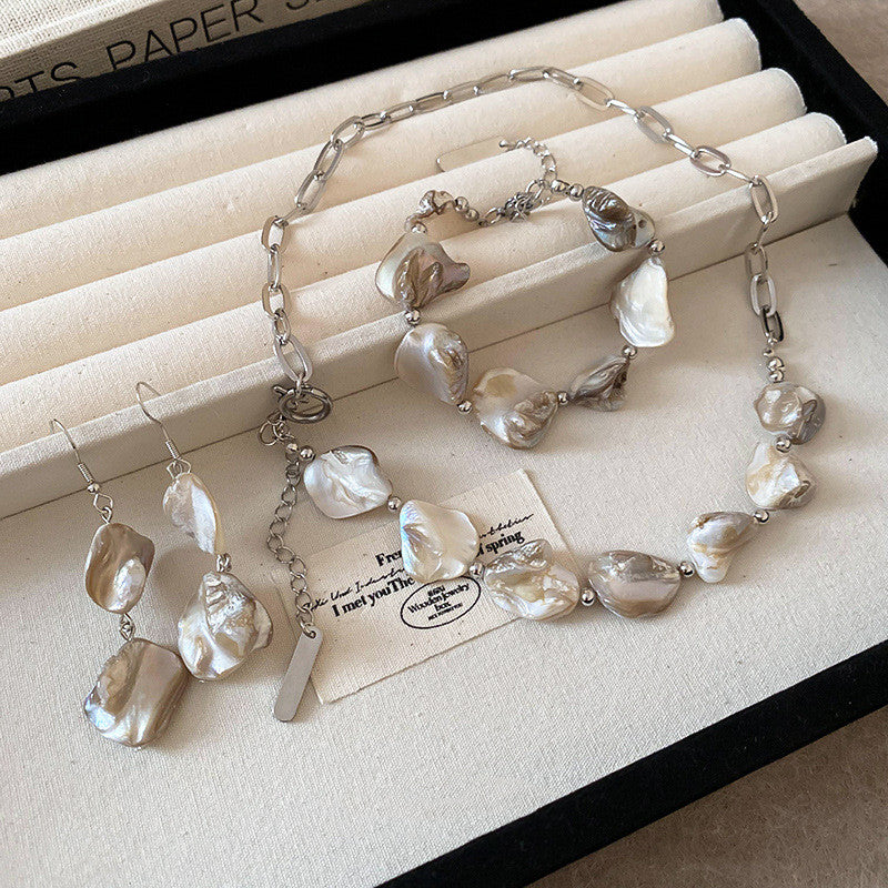 Shell Chain Stitching Earring Bracelet Necklace