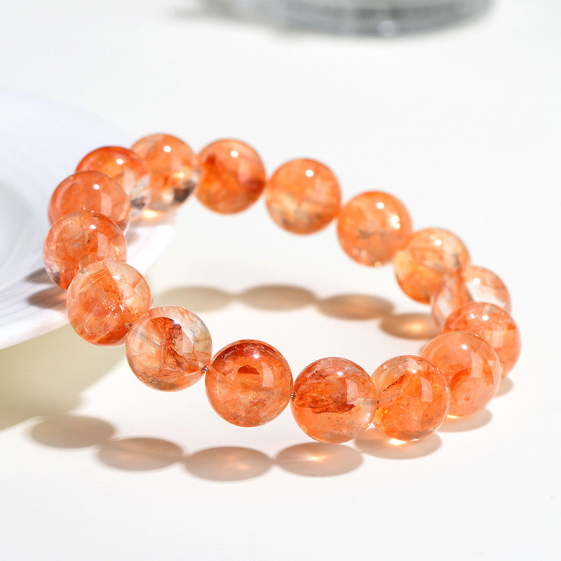 Natural 7A Grade Citrofortunella Microcarpa Red Sealant Flower Ball Bracelet