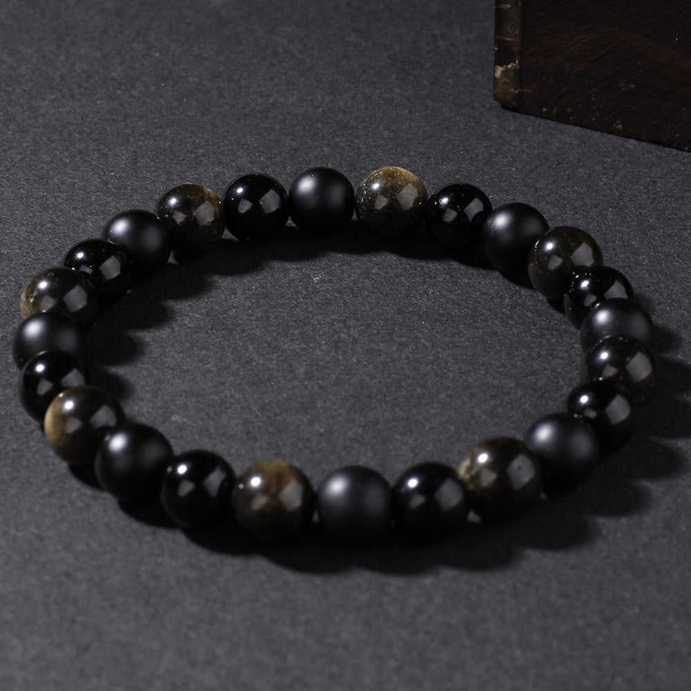Natural Stone Bracelet Jin Yaoshi Black Agate Men's Sports High Sense