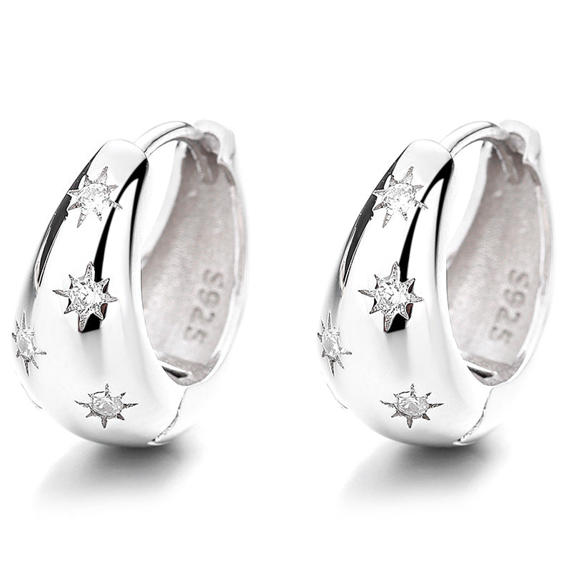 Pendientes de asterismo de plata de ley 925 para mujer, diseño retro francés, con forma de gota de agua