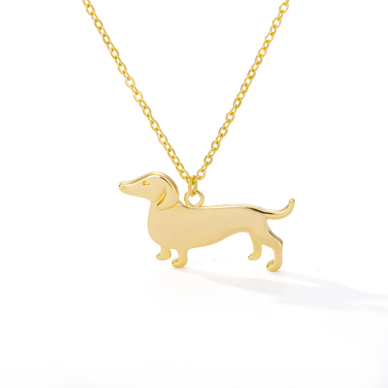 Collar de acero inoxidable con colgante de perro cachorro lindo