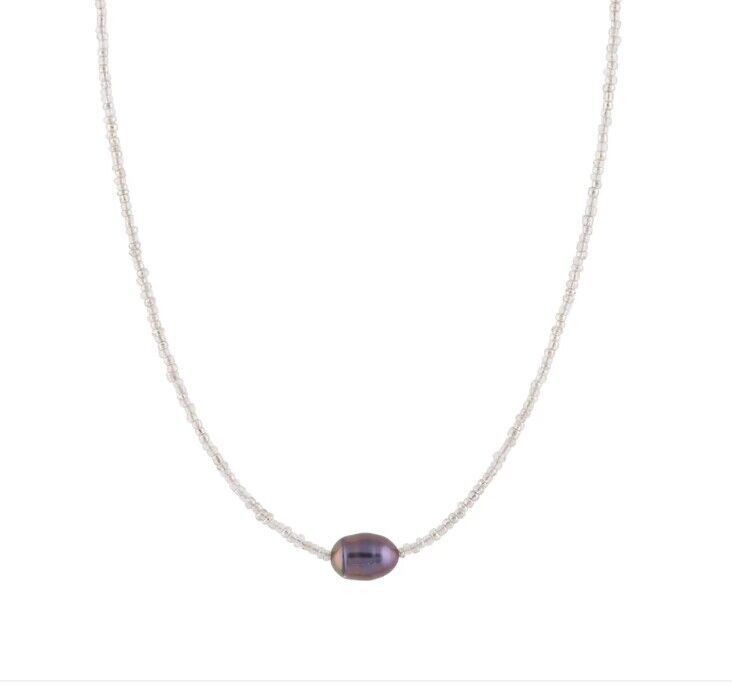 Collar artístico vintage de cuentas y perlas naturales de agua dulce