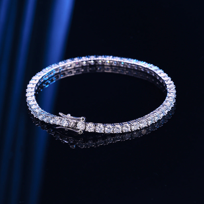 Moissanit Armband Tennis Kette 10 Punkte S925 Sterling Silber