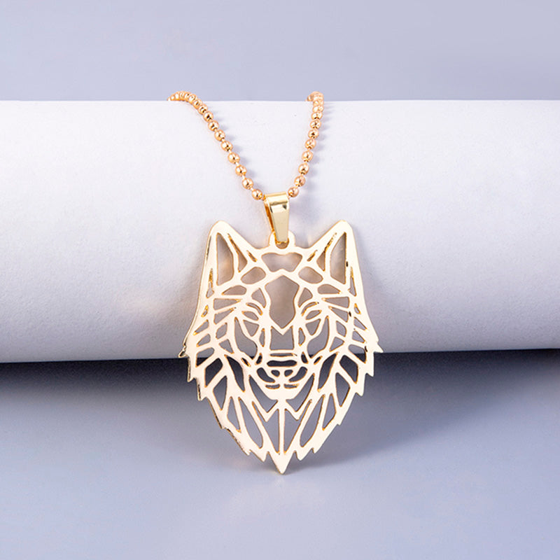 Halskette mit Wolfskopf-Anhänger aus Edelstahl für Herren Tierschmuck