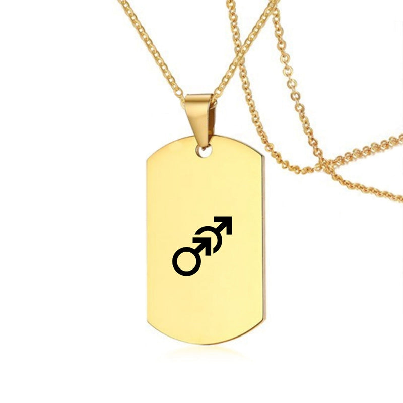 Edelstahl LGBT ID Halskette Schmuck Gravieren Gay Lesbian Transgender Symbol Hundemarken Halsketten für Männer Frauen