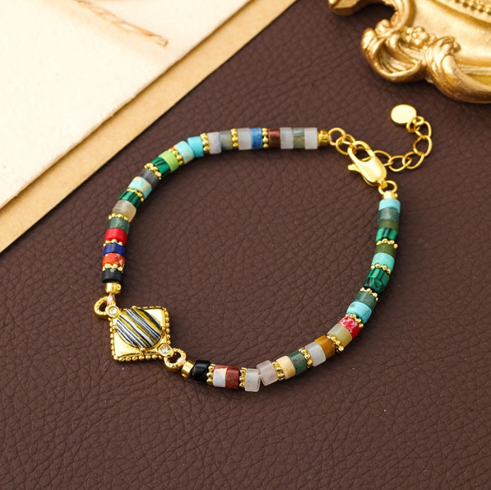 Schlichtes Temperament Öltröpfchenglasur Blumen Schmetterling Perlenarmband