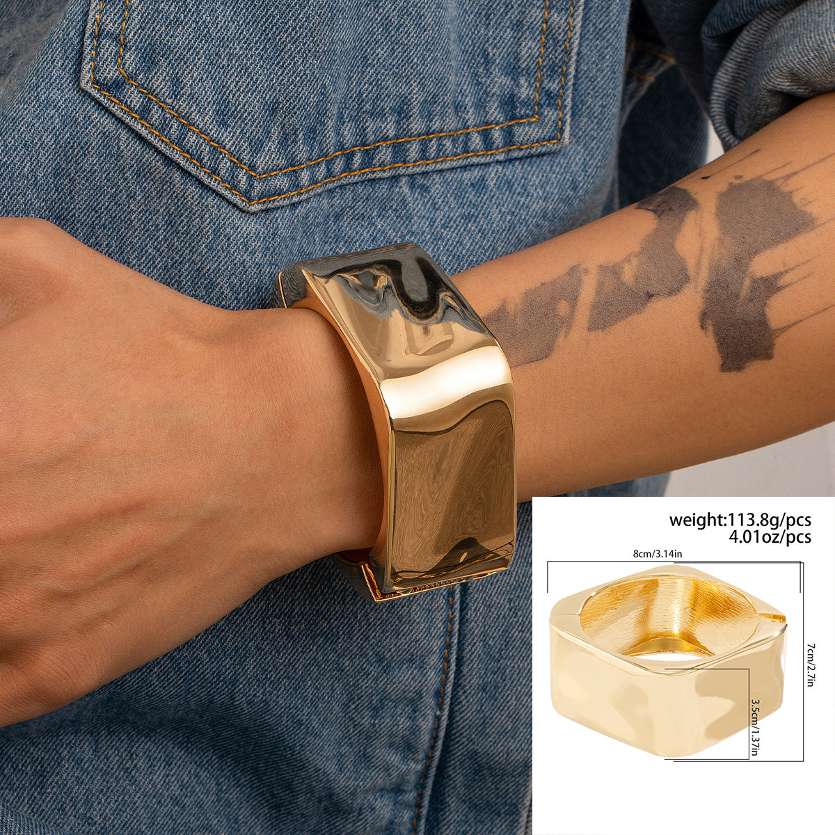 Metal Bracelet Men's Hip Hop Fashion Personality Bright Opening Irregular