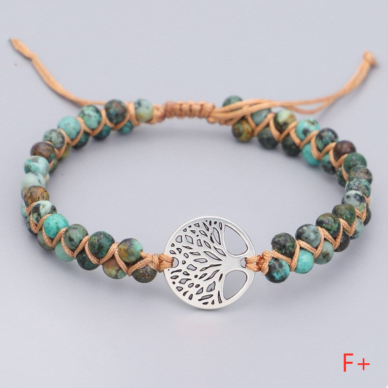 Armband mit doppeltem Lebensbaum und geflochtenem Garn