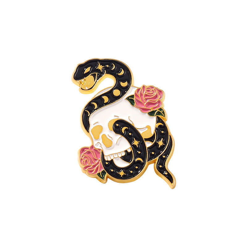 Broche de aleación con forma de serpiente de dibujos animados, broche de goteo de aceite para hombres y mujeres, accesorios