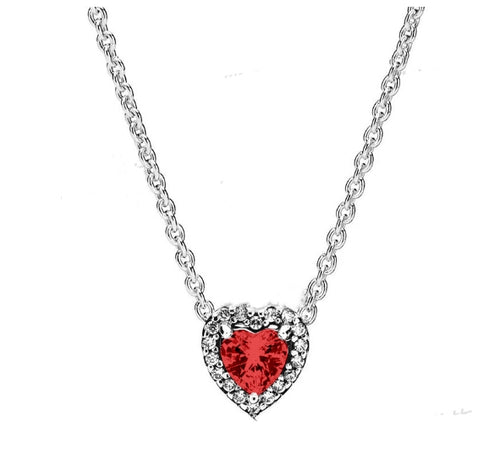 925 Silver Color Diamond Inlaid Necklace With White Copper Electroplating