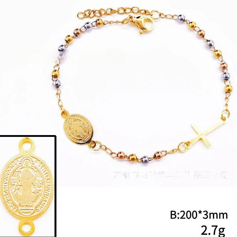 Stainless Steel Bead Cross Bracelet Jewelry Accessories