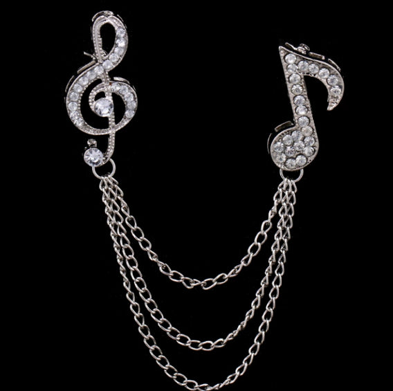 Brosche im britischen Stil für Herren mit Musiksymbol