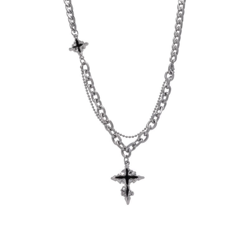 Dunkle Kreuz Halskette Herren Modeaccessoires