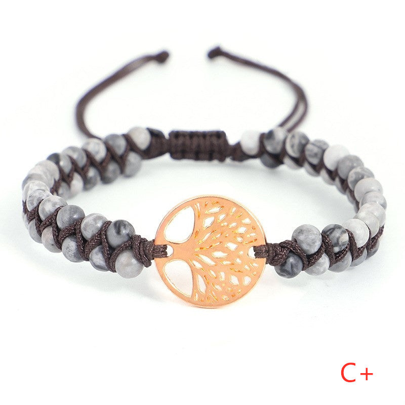 Armband mit doppeltem Lebensbaum und geflochtenem Garn