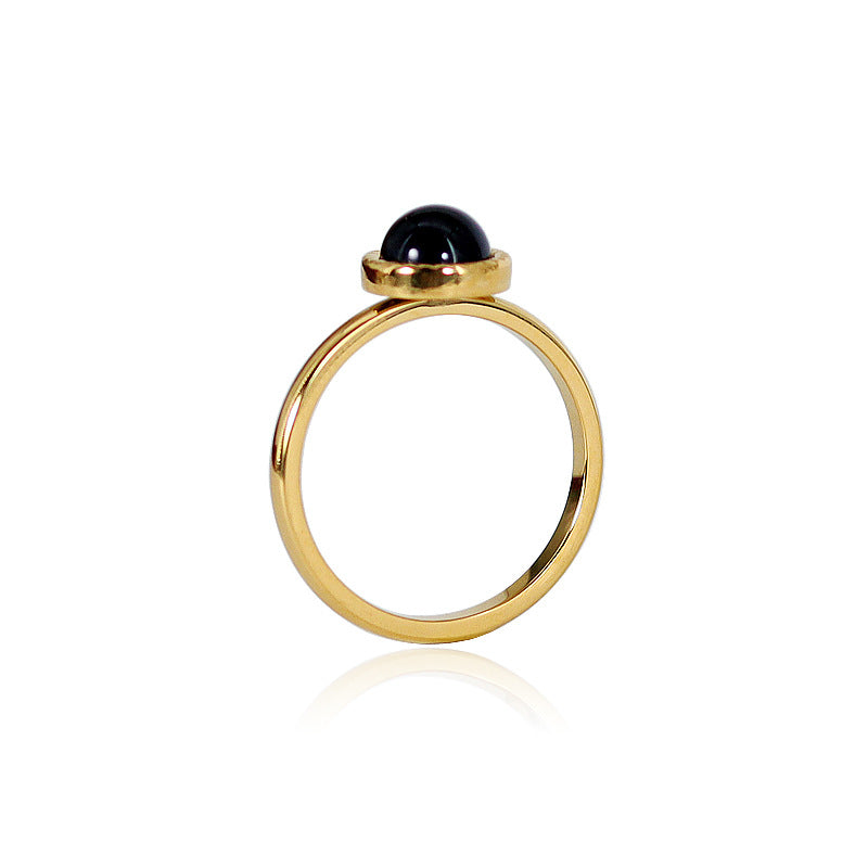 Joyería de moda Anillo de acero de titanio con incrustaciones de piedras naturales coloridas, chapado en oro de 18 quilates, pulsera de ágata roja, cristal rosa, amatista, azul San, joyas para mujer
